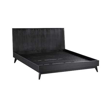 Armen Living Carnaby King Platform Bed Frame in Black Brushed Oak Wood LCCFBDBLKG